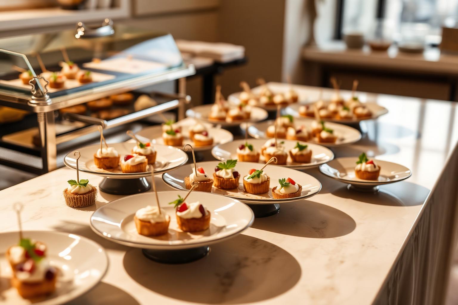 Elegant catering setup with canapés